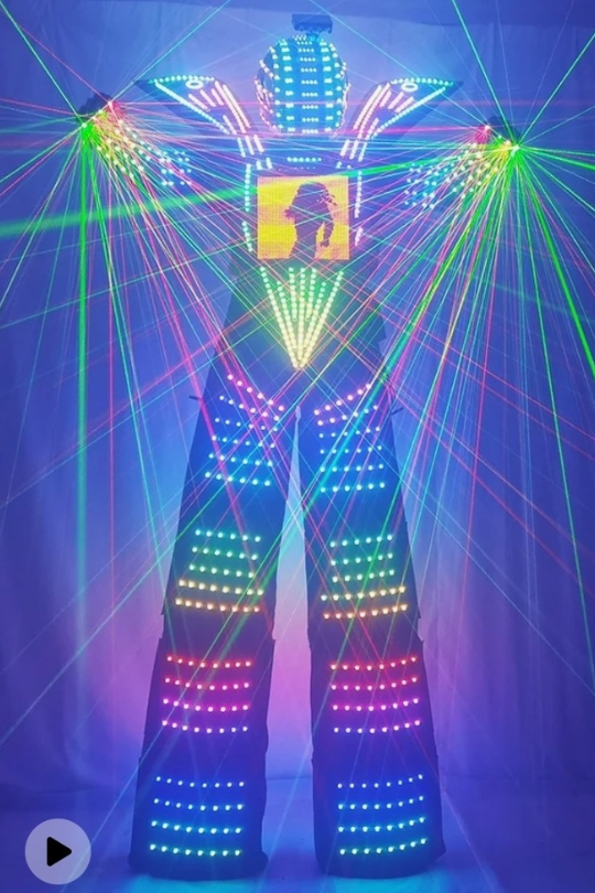 led disco roboter auf stelzen